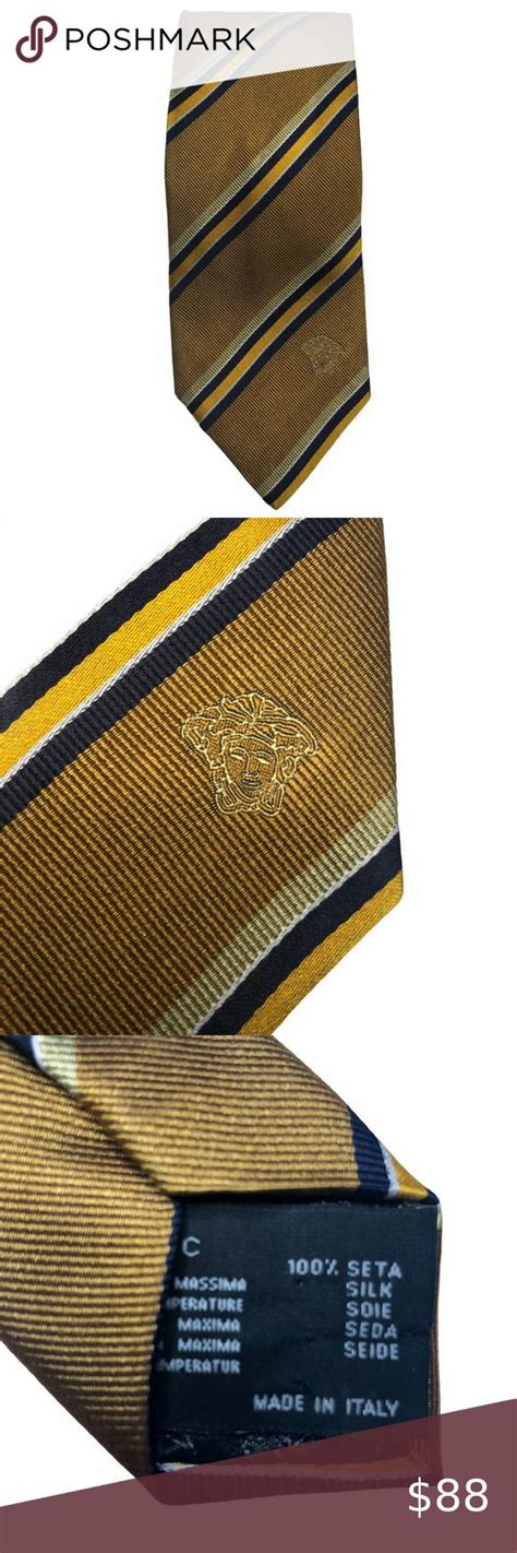 versace made in italy striped woven silk necktie|Versace Silk Ties Sale .